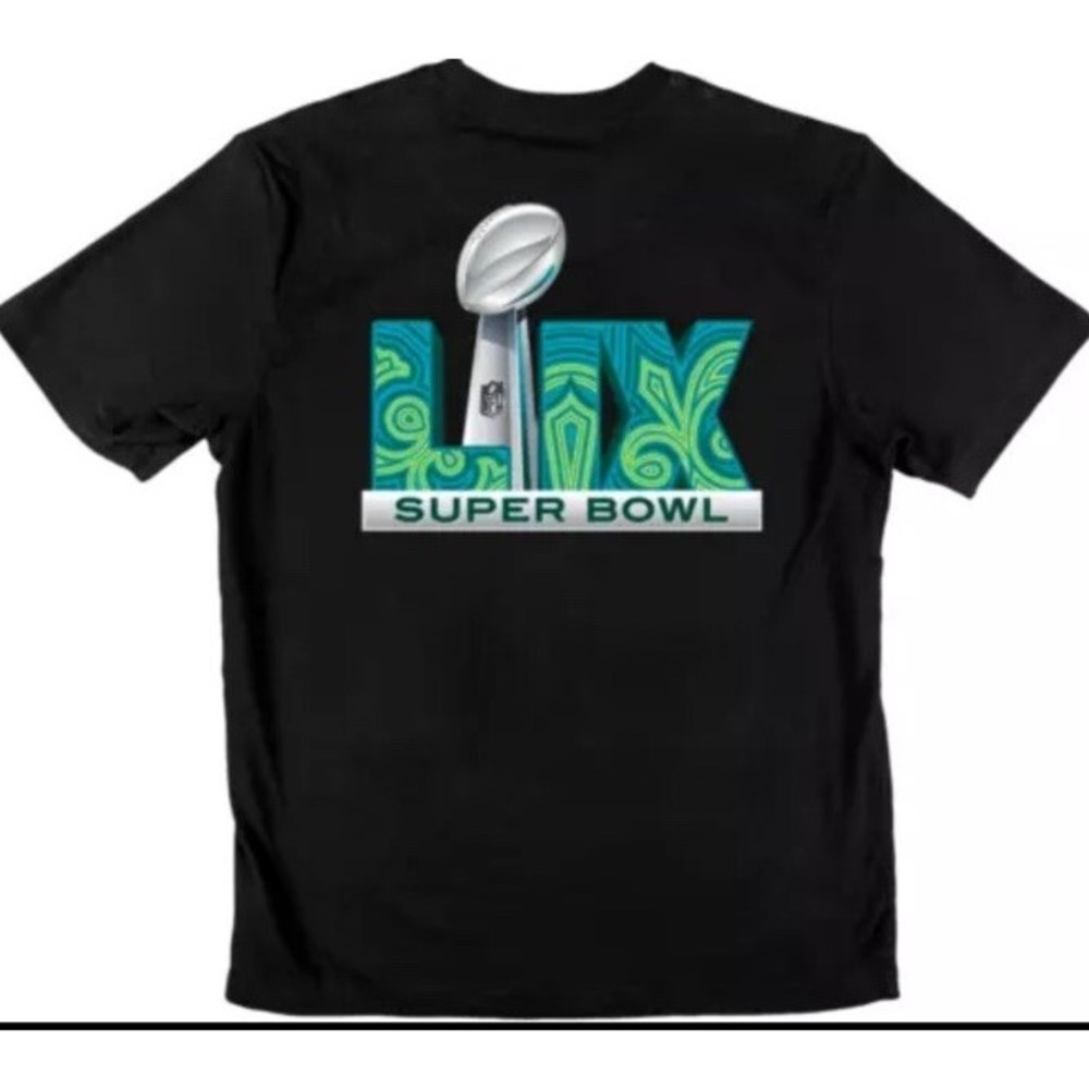 Super Bowl 59 Logo Philadelphia Eagles Colors T-Shirt 2025 Black 3XL